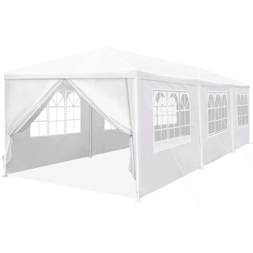 10フィート x 30フィート ホワイト キャノピー テント 頑丈なウェディング パーティー テント キャノピー 取り外し可能なサイドウォール 8 枚付き